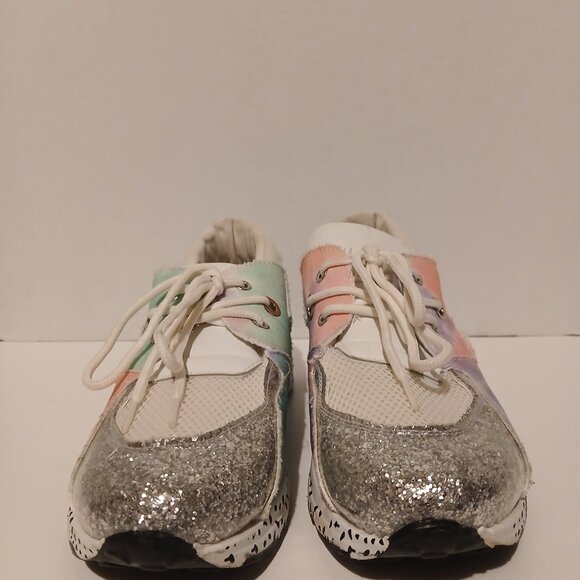 Women's YOKI Fashion Sneakers Glitter Rainbow Tie Dye Polka Dot Size 10 USED - Picture 5 of 7